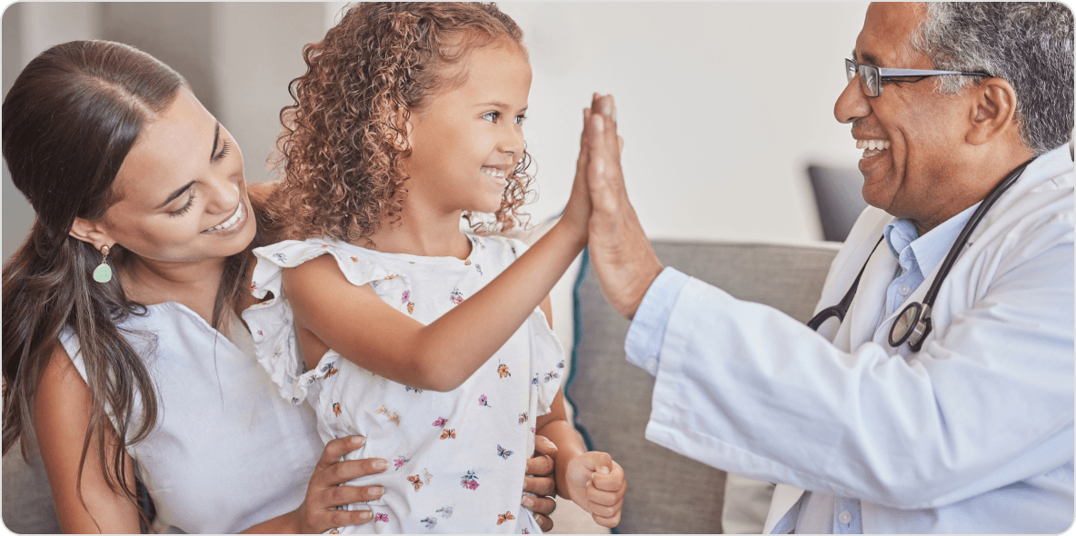 Doctor with kid and mother