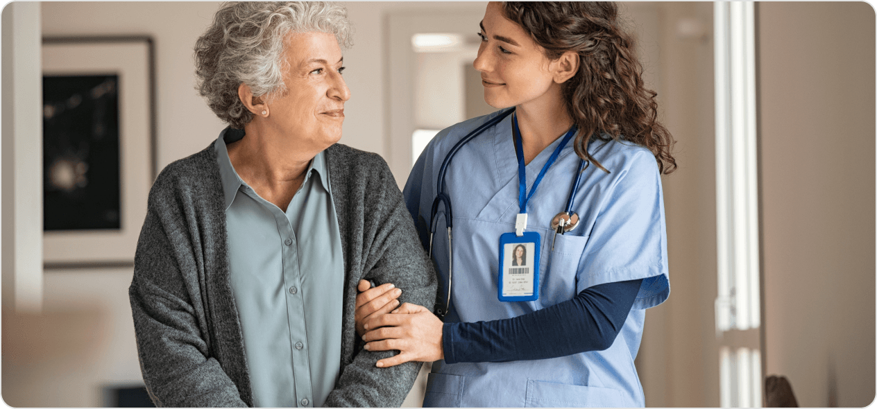 Nurse assisting senior