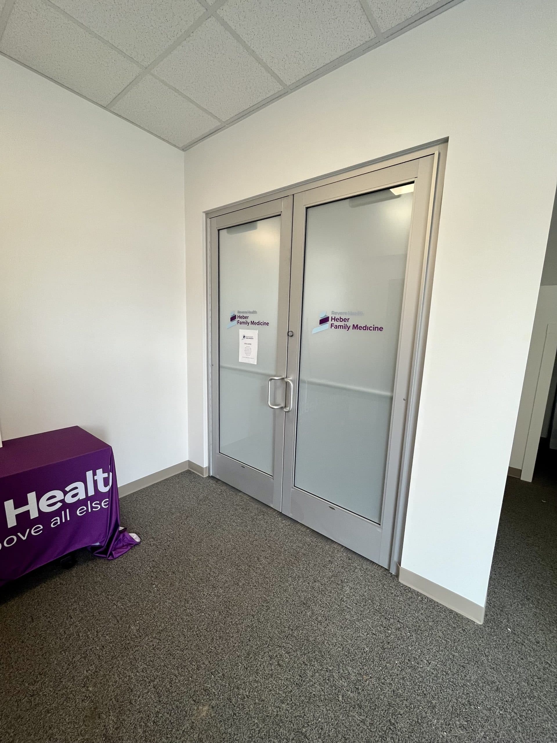 Image of two doors leading to doctor office. Heber Family Medicine serves the people of Heber. High quality healthcare for you. Schedule today!