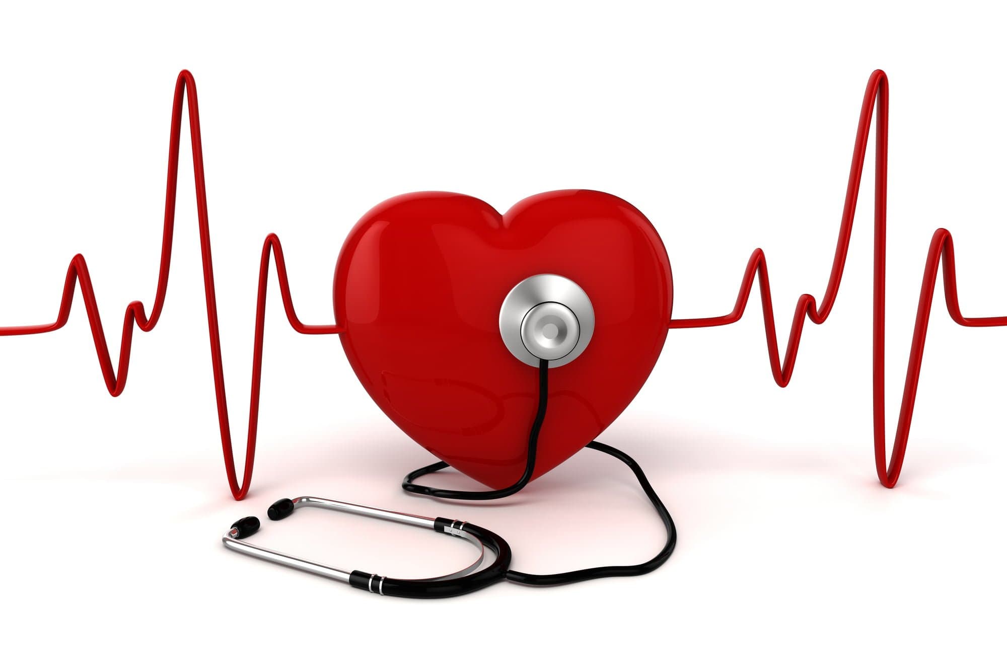 Picture of heart with heart beat and stethoscope
