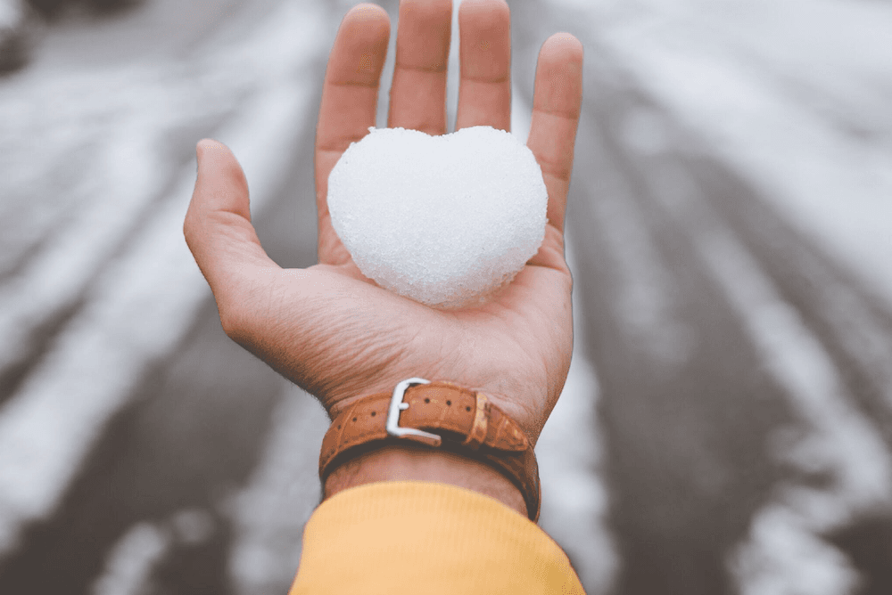 Snowball shaped like a heart