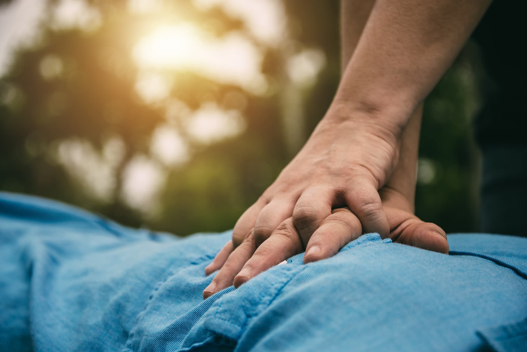 Emergency CPR on a Man who has Heart Attack , One Part of the Process Resuscitation (First Aid)