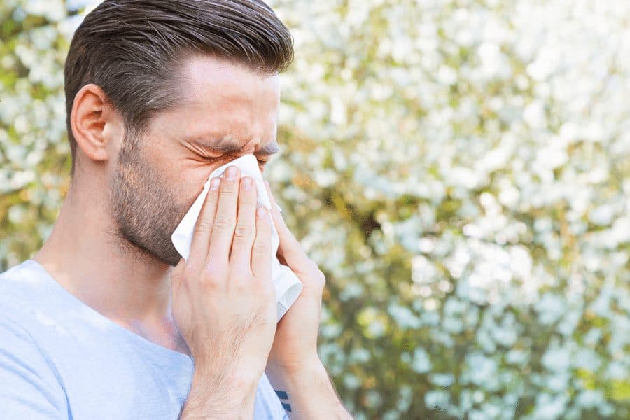 Picture of runny nose allergy test tissue