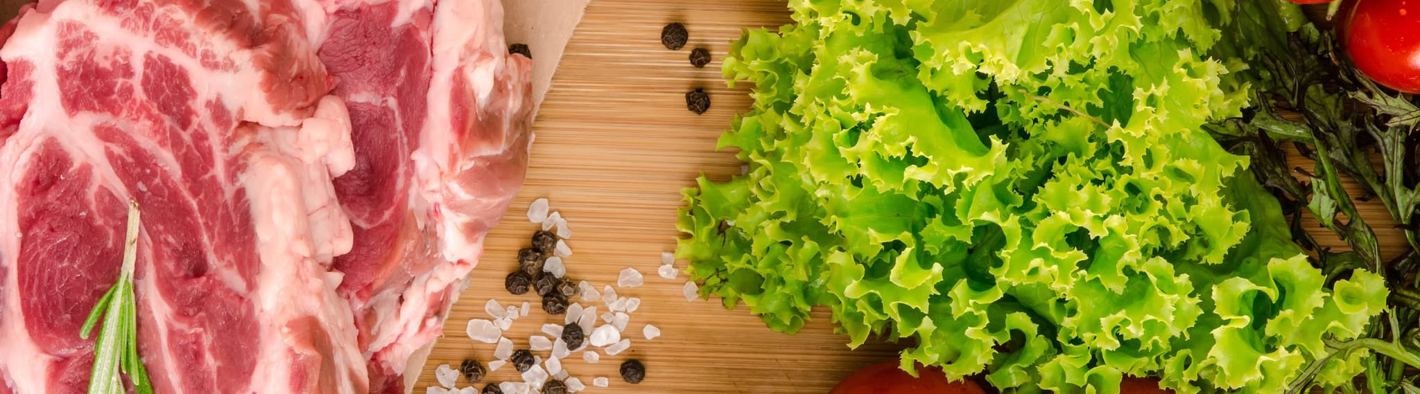 healthy foods and meat on table