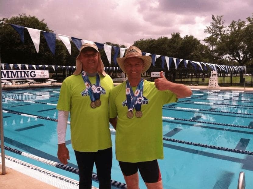 Image of two men with lots of awards - Double Transplant Recipient To Compete In Transplant Games With Donor