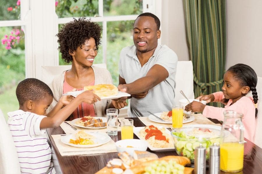 family eating food together