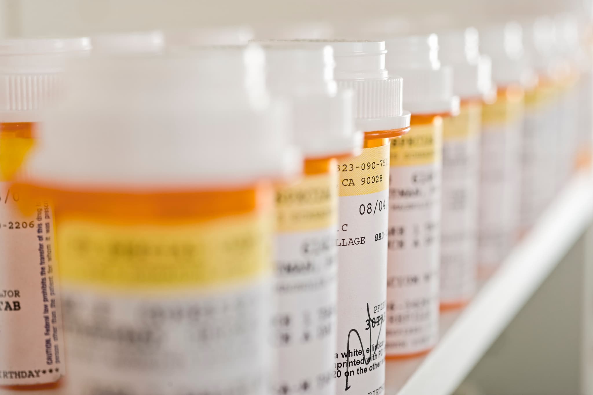 Picture of rows of Prescription bottles