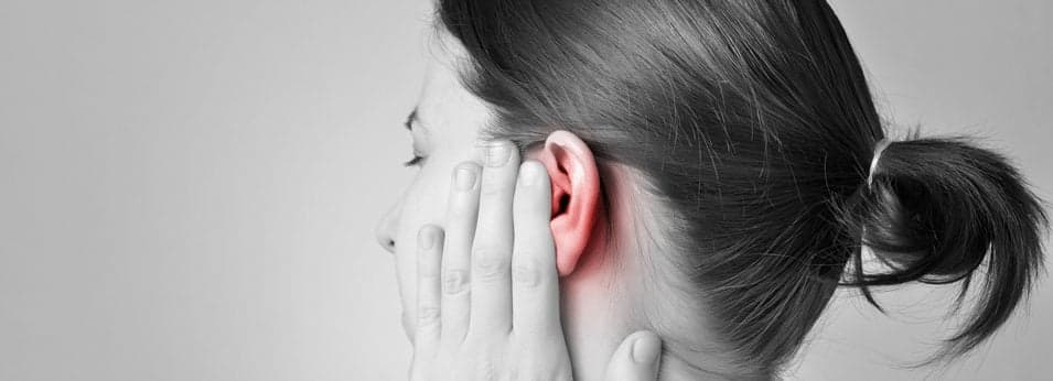 Ear Infection illustrated with red color