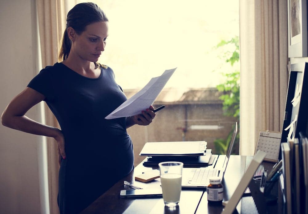 A cheerful pregnant woman