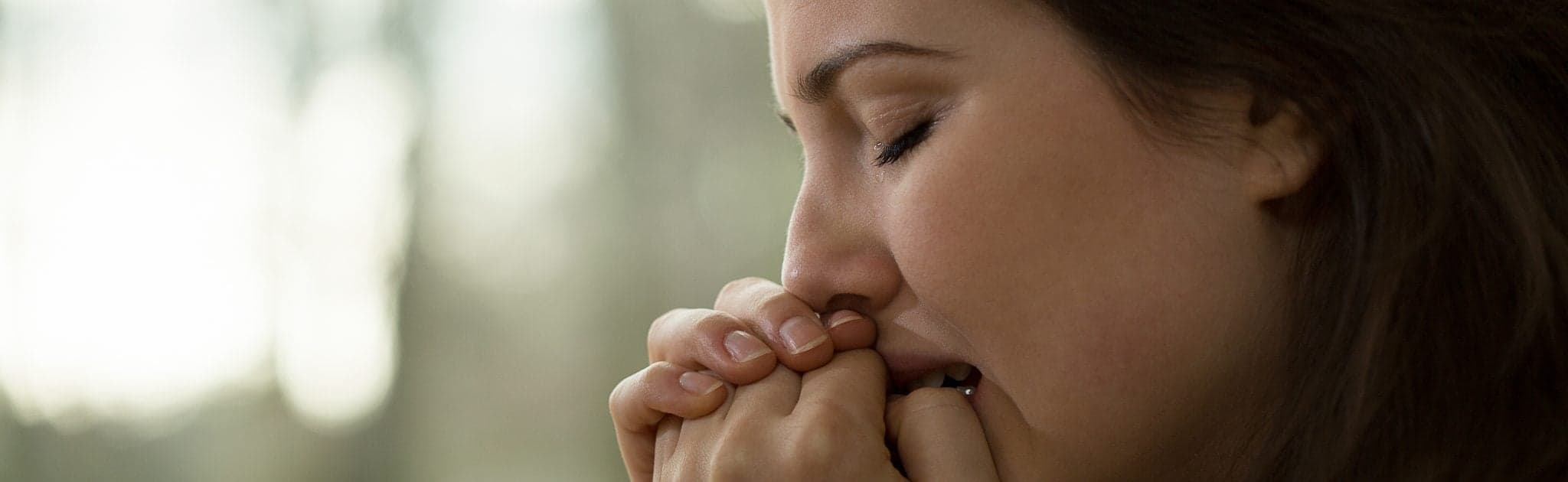 Young women with a nervous breakdown crying