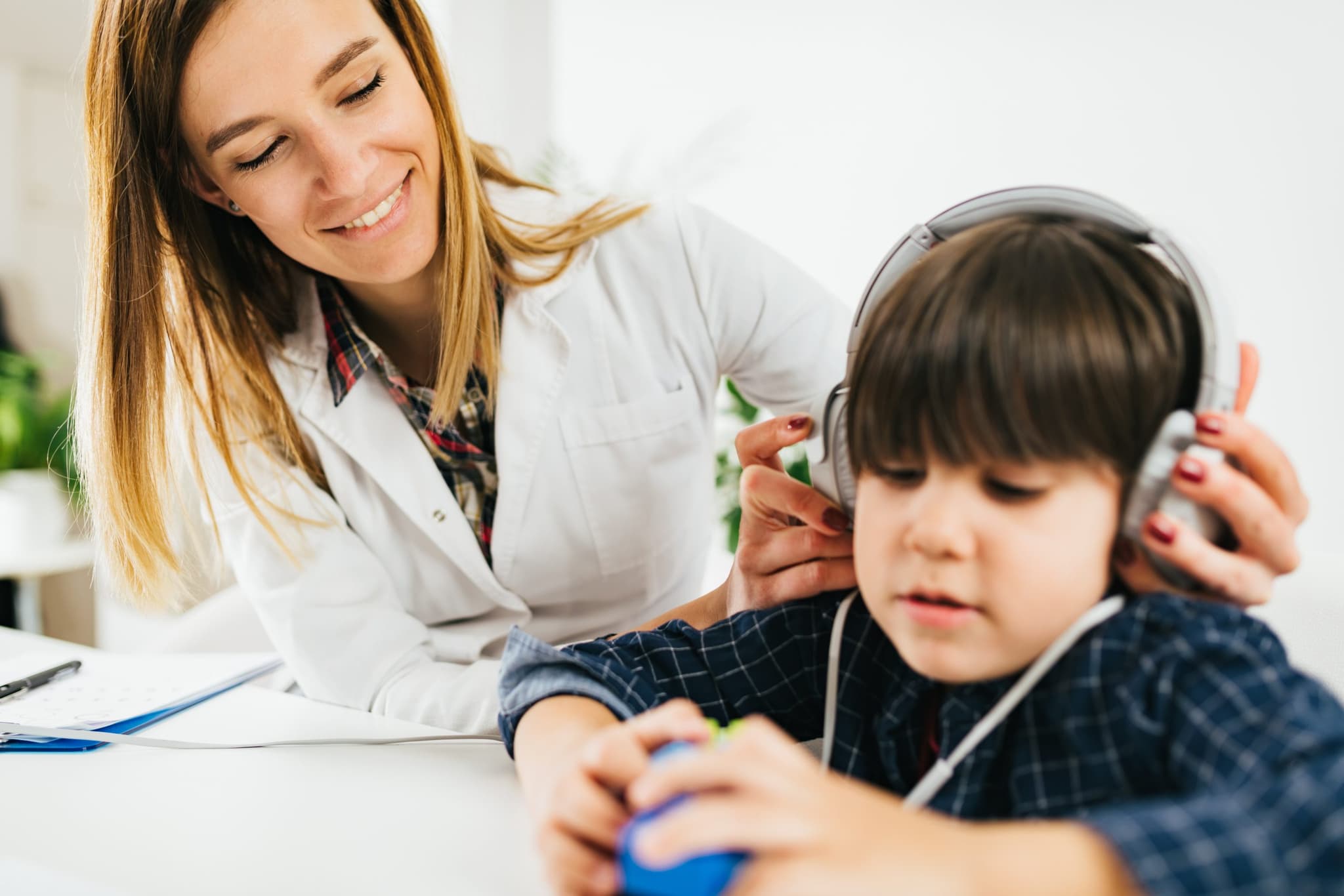 Image of Hearing Test for Children - Little Boy Doing a Audiometry Test