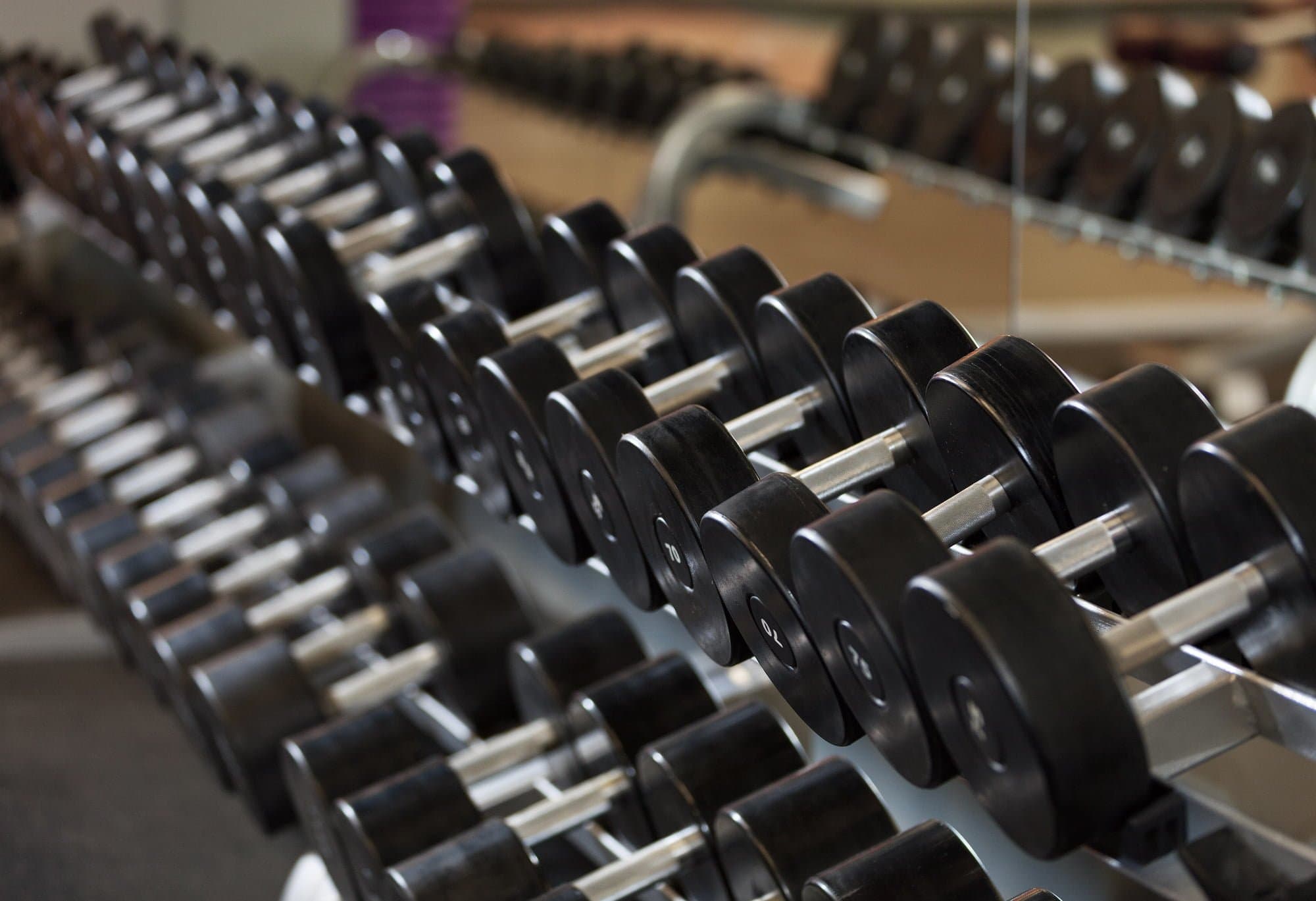 Picture of row of weights at the gym