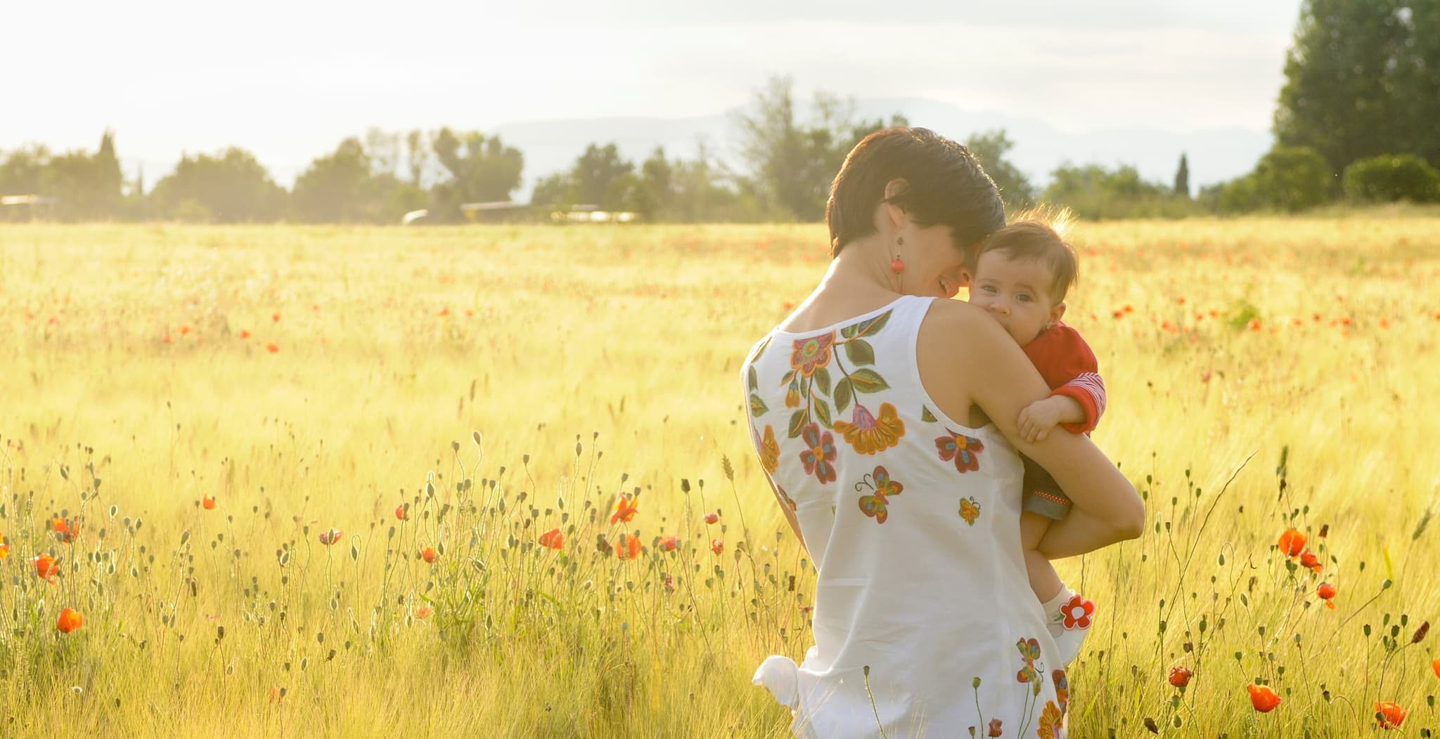Picture of Mother and Baby in a Field
