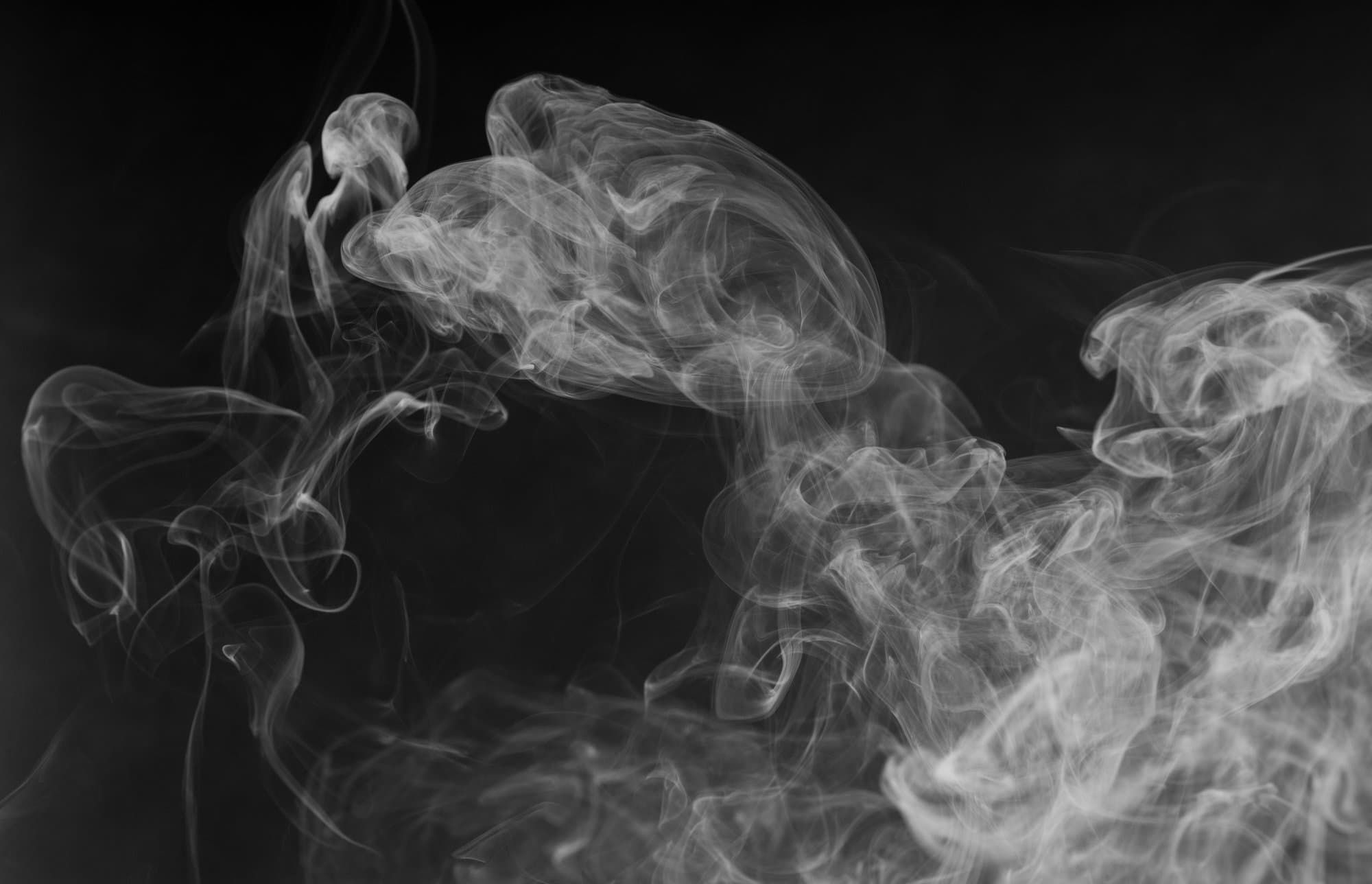 Picture of dense white smoke on a black background