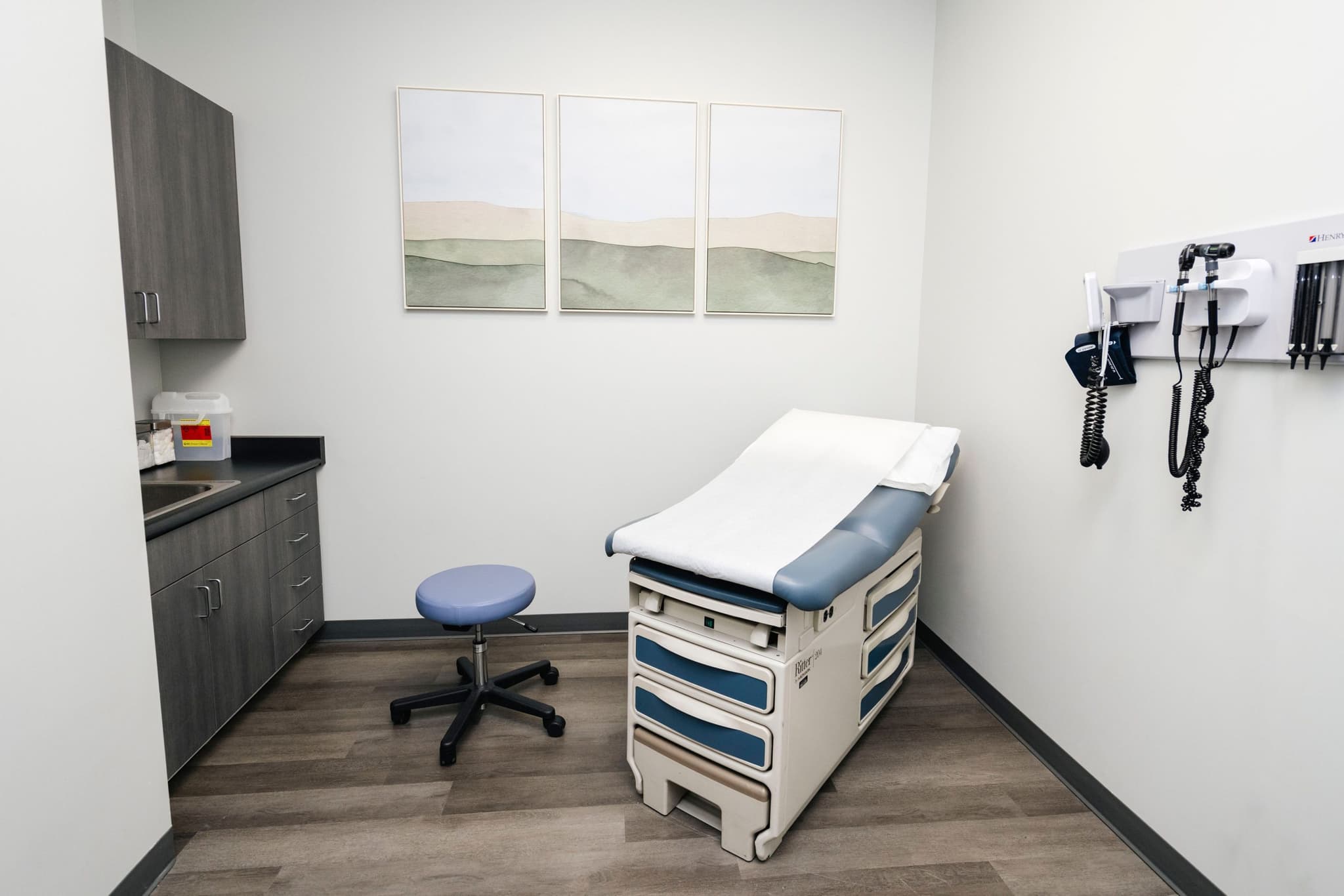Image of Private exam room for routine health checkups and medical monitoring of weight loss progress.